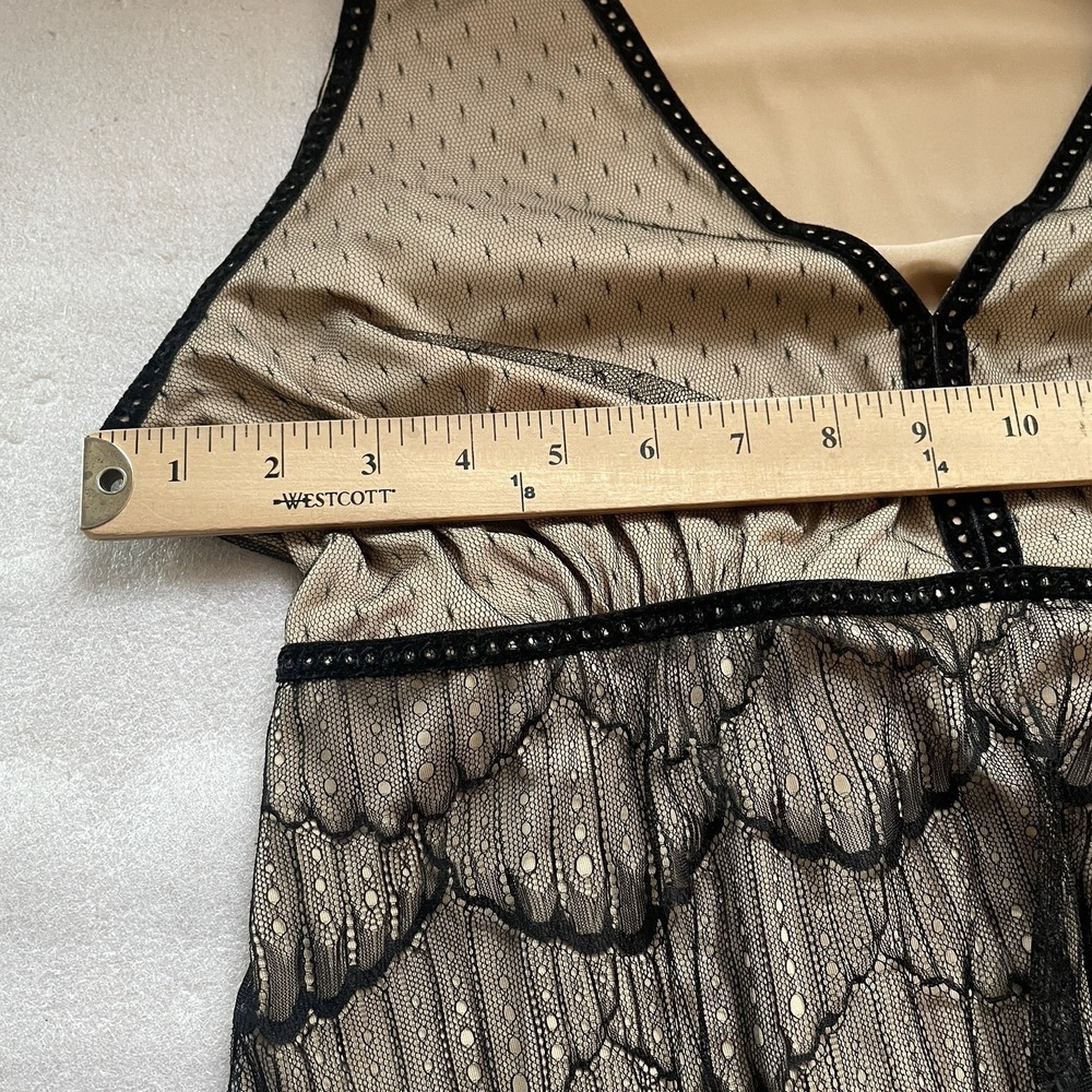 Vintage Max Studio SP Dress Women Large Beige‎ Black Lace Overlay Y2K Sleeveless - Picture 5 of 12